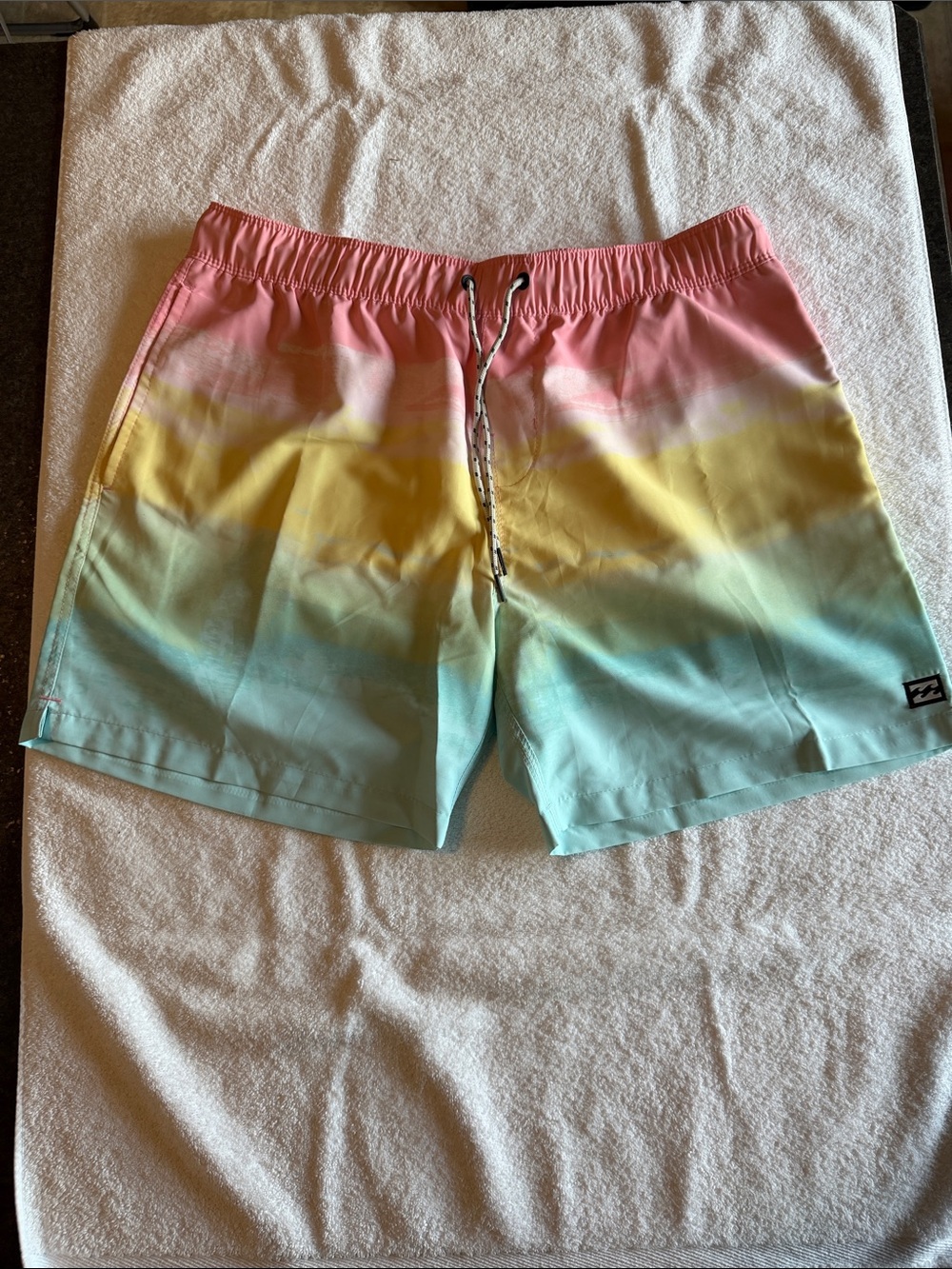 Billabong Men's Ombre Swim Trunks - Pink, Yellow & Aqua